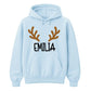 Custom Reindeer Antler Name Christmas Unisex Hoodie