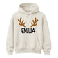 Custom Reindeer Antler Name Christmas Unisex Hoodie