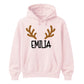 Custom Reindeer Antler Name Christmas Unisex Hoodie