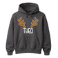 Custom Reindeer Antler Name Christmas Unisex Hoodie