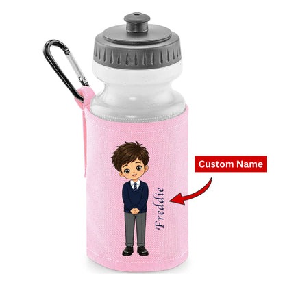 Personalised Kids Water Bottle with Custom Name School Boy Design