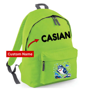 Personalised Shark Kids Backpack with Custom Name - Large Size