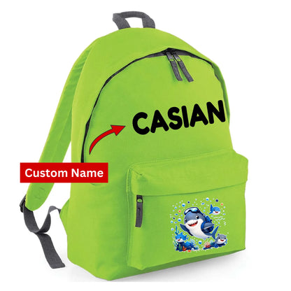 Personalised Shark Kids Backpack with Custom Name - Large Size