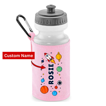 Personalised Space Rocket Kids Water Bottle with Custom Name