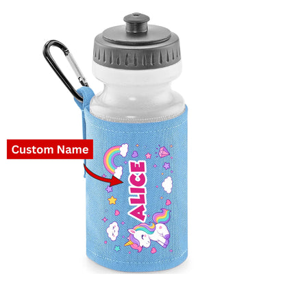 Personalised Unicorn Kids Water Bottle with Custom Name