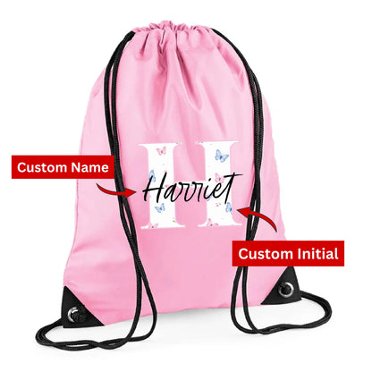 Customised Kids String Bag with Custom Initial & Name
