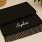 Personalised Embroidered Name Initial Scarf – Custom Woven Oversized Scarf, Perfect Christmas Gift