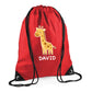 Cute Bear Design Kids String Bag with Custom Name Personalised String Bag