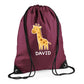 Cute Bear Design Kids String Bag with Custom Name Personalised String Bag