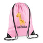 Cute Bear Design Kids String Bag with Custom Name Personalised String Bag