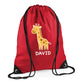 Cute Bear Design Kids String Bag with Custom Name Personalised String Bag