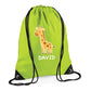 Cute Bear Design Kids String Bag with Custom Name Personalised String Bag