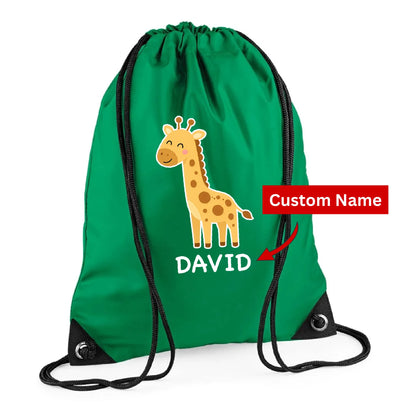 Cute Bear Design Kids String Bag with Custom Name Personalised String Bag