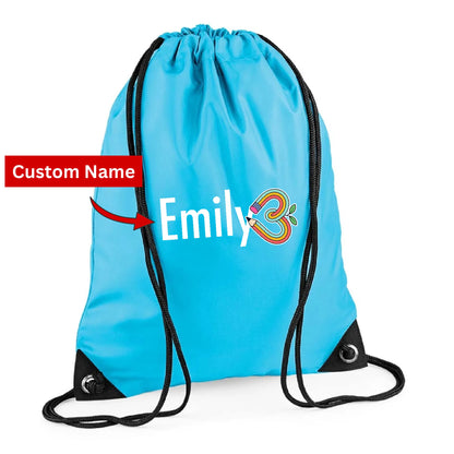 Cute Elephant Kids String Bag with Custom Name Personalised String Bag