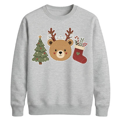 Cute Bear Tree And Stocking Christmas Unisex Sweatshirt