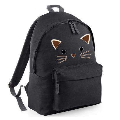 Kids Backpack Black Cat Face Cute School Bag for Girls - Large Size