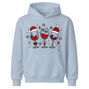 Cute Christmas Red Wine Glasses Kids Hoodie