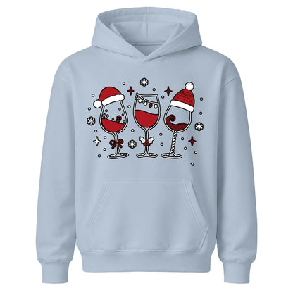 Cute Christmas Red Wine Glasses Kids Hoodie