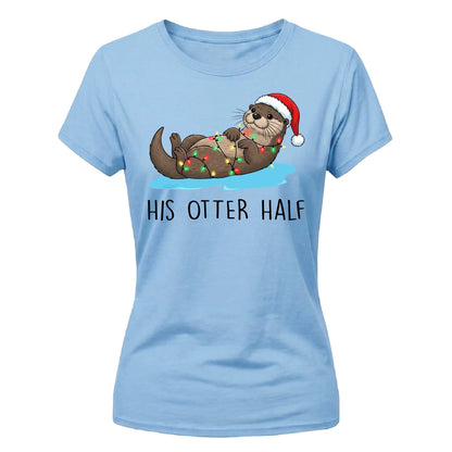 Cute Festive His Otter Half Christmas Ladies T-Shirt