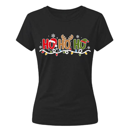 Cute Ho Ho Ho Graphic Christmas Ladies T-Shirt
