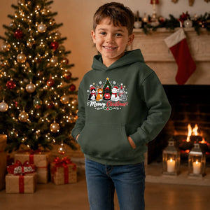 Cute Meowy Christmas Cat Graphic Kids Hoodie