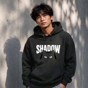 Cute Peeking Cat Shadow Typography Unisex Hoodie
