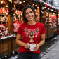 Cute Reindeer Baubles Graphic Christmas Ladies T-Shirt