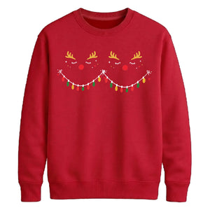 Cute Reindeer Lights Graphic Christmas Unisex Sweatshirt