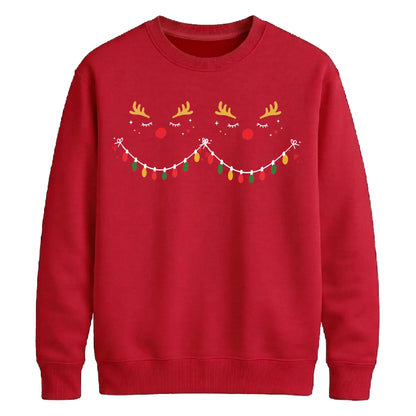Cute Reindeer Lights Graphic Christmas Unisex Sweatshirt