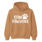 Cute Stay Pawsitive Paw Print Graphic Unisex Hoodie