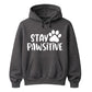 Cute Stay Pawsitive Paw Print Graphic Unisex Hoodie