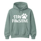Cute Stay Pawsitive Paw Print Graphic Unisex Hoodie