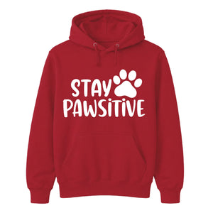 Cute Stay Pawsitive Paw Print Graphic Unisex Hoodie