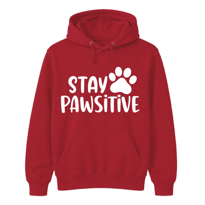 Cute Stay Pawsitive Paw Print Graphic Unisex Hoodie