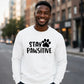 Cute Stay Pawsitive Paw Print Graphic Unisex Sweatshirt