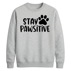 Cute Stay Pawsitive Paw Print Graphic Unisex Sweatshirt