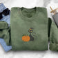 Black Cat Halloween Sweatshirt, Embroidered Cat and Pumpkin Sweater, Spooky Season Jumper, Halloween Party Matching Outfits, Cat Lover Gifts