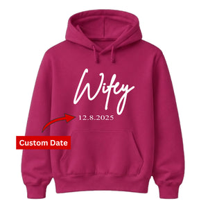 Personalised Wedding Date Script Pullover Bride Unisex Hoodie