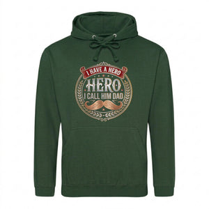Best Dad Ever Fathers Day 2026 Printed Unisex Hoodie - Hero I Call Dad Moustache Crest - Fathers Day Gift UK