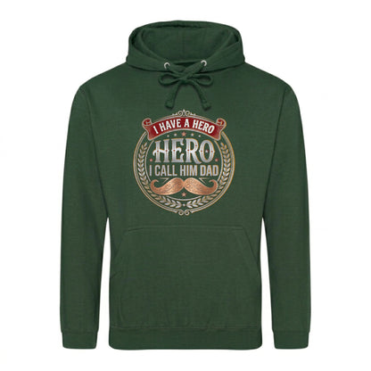Best Dad Ever Fathers Day 2026 Printed Unisex Hoodie - Hero I Call Dad Moustache Crest - Fathers Day Gift UK