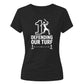 Defending Our Turf Women's Cricket Printed Ladies Fit T-Shirt - England Cricket World Cup 2026