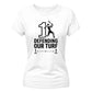 Defending Our Turf Women's Cricket Printed Ladies Fit T-Shirt - England Cricket World Cup 2026
