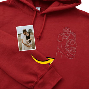Love, Unspoken Personalised Outline Image Sketch Embroidered Hoodie - EWB102