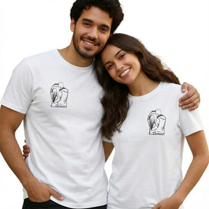 Personalised Outline Couple Image Sketch Embroidered T-Shirt - EWB102