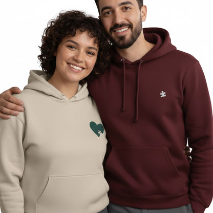 Heart Puzzle Couple Embroidered Hoodie - EWB103
