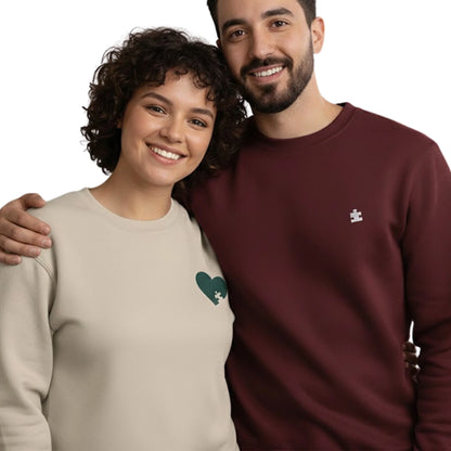 Heart Puzzle Couple Embroidered SweatShirt - EWB103