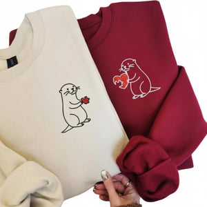 Two Halves, One Heart Couple Embroidery SweatShirt - EWB104