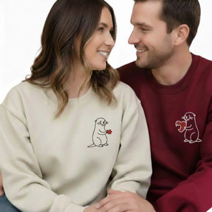 Two Halves, One Heart Couple Embroidery SweatShirt - EWB104