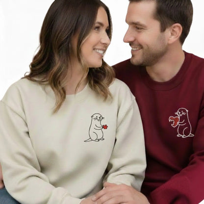 Two Halves, One Heart Couple Embroidery SweatShirt - EWB104