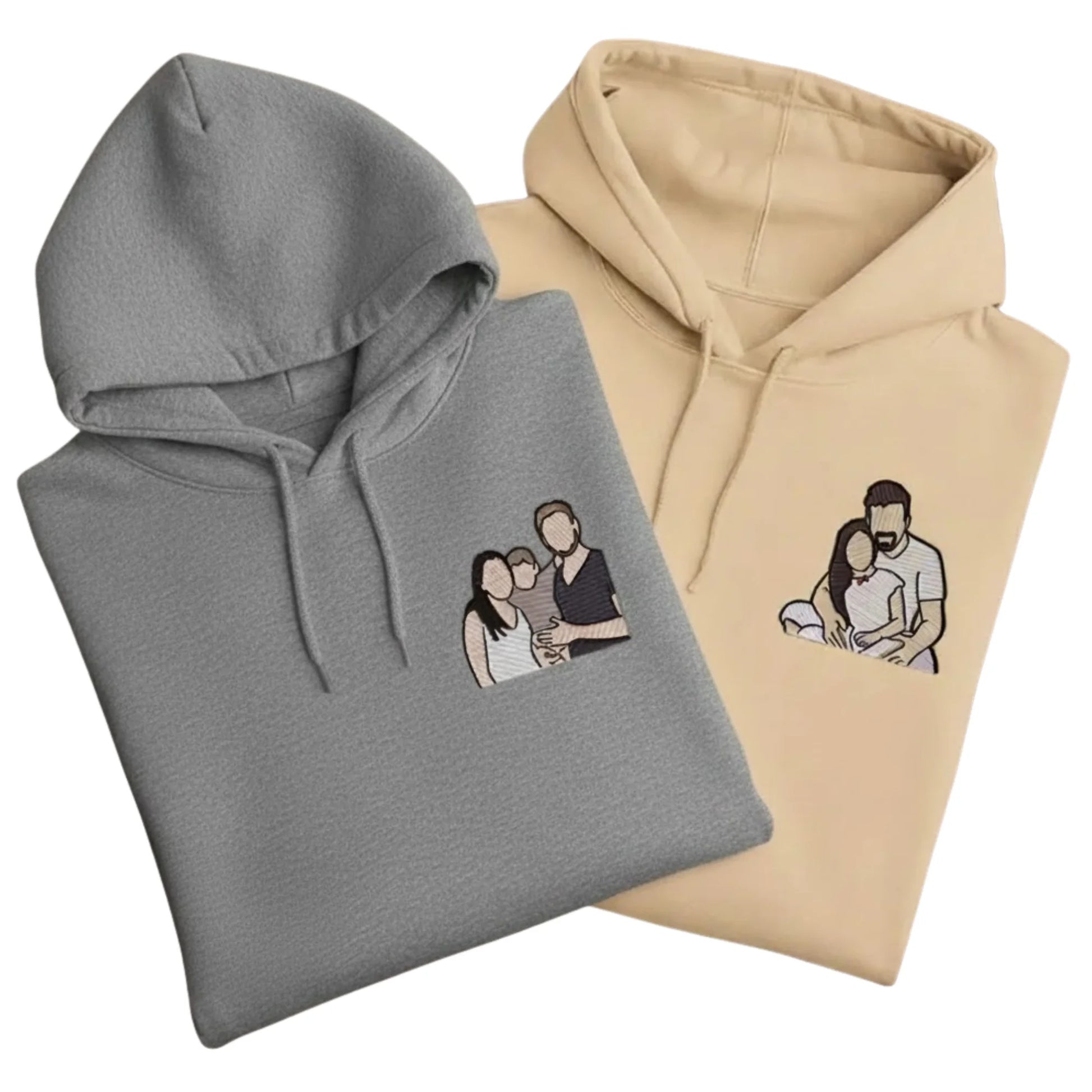 Wrapped in Love Outline Sketch Embroidery Hoodie - EWB105